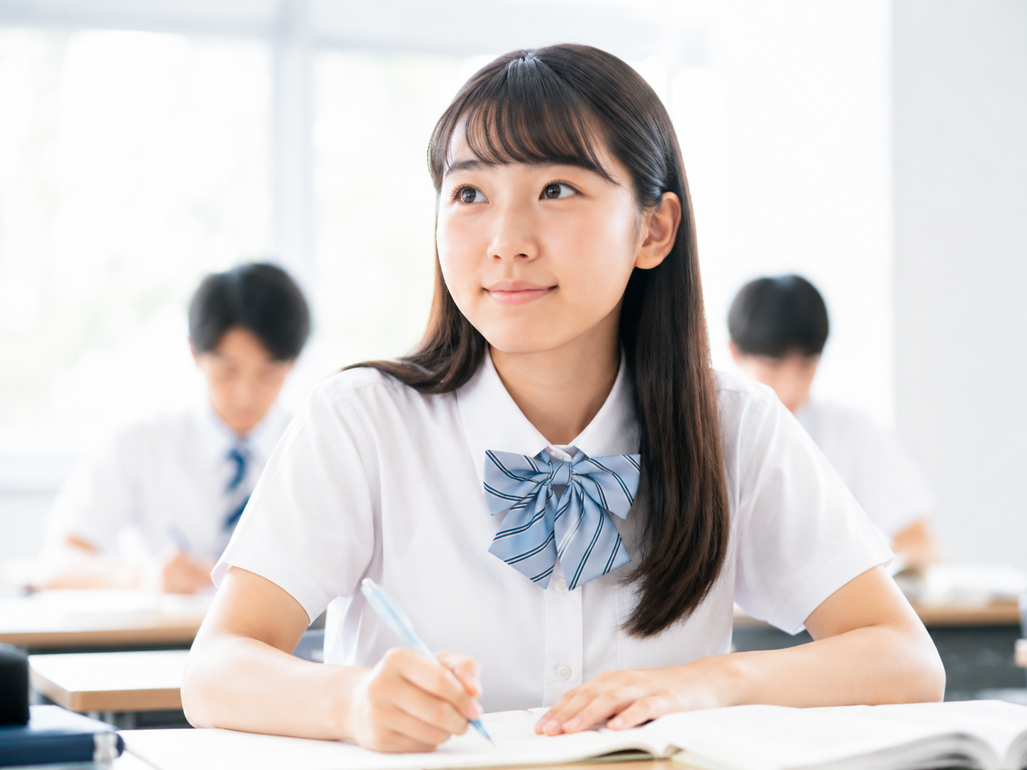 真剣に勉強する中学生と講師