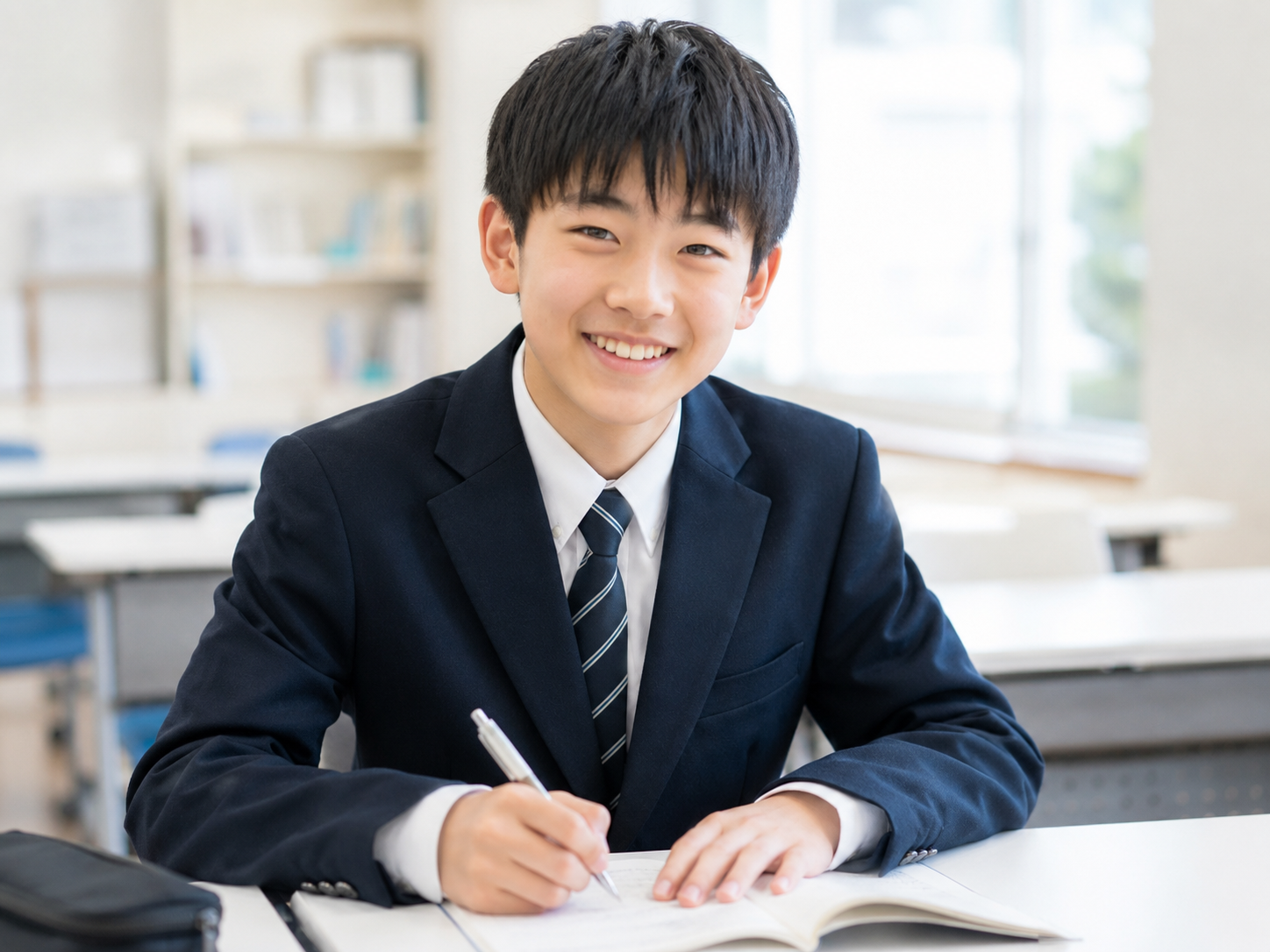 笑顔の中2男子生徒